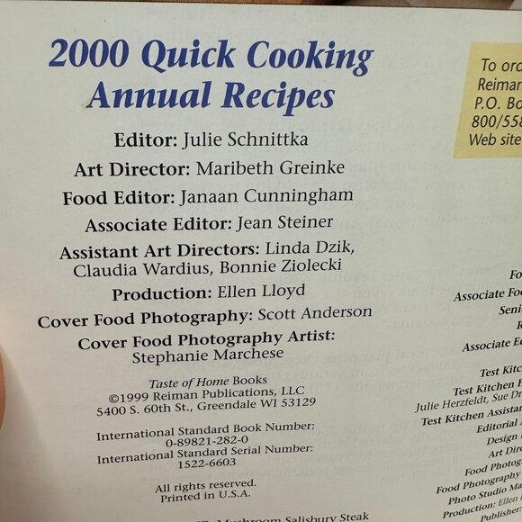 2000 Taste of Home's Quick Cooking Annual Recipes (Hardcover) by Julie Schnittka - Picture 6 of 7